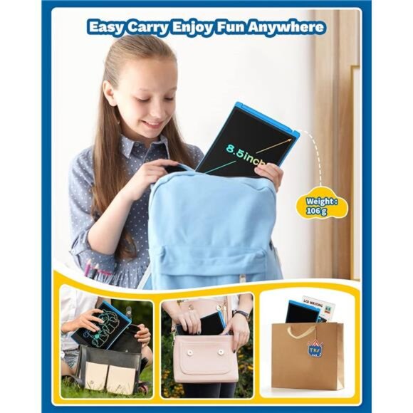 2 Pack LCD Writing Tablet with Stylus, 8.5in Erasable Doodle Board Mess - Picture 3 of 7